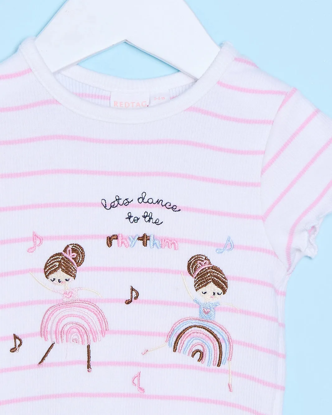 Infant Girls Pink And White Striped T-Shirt sold by Redtag product image thumbnail 2