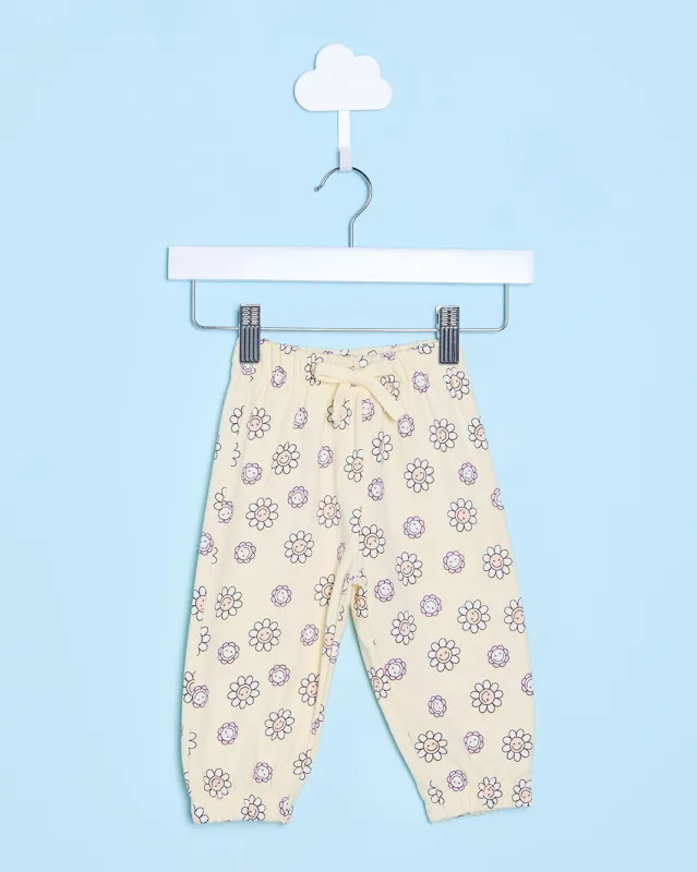 Infant Girls Yellow Floral Print Jogger Pants sold by Redtag