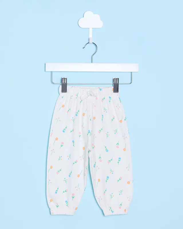 Infant Girls Ivory Floral Print Jogger Pants sold by Redtag
