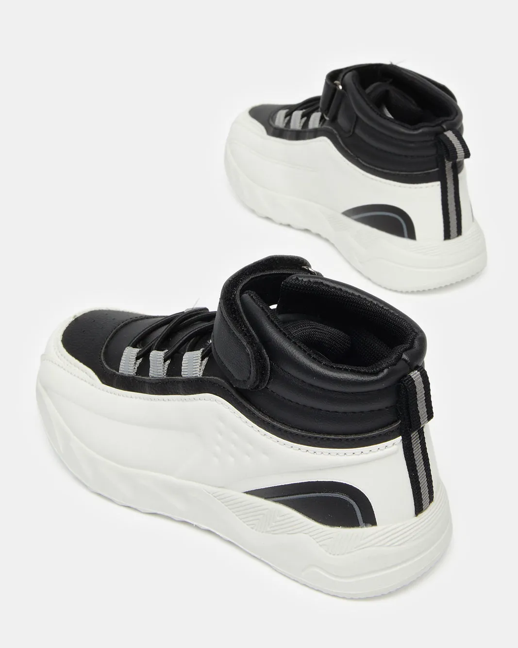 Boys White And Black High Top Sneakers sold by Redtag product image thumbnail 4