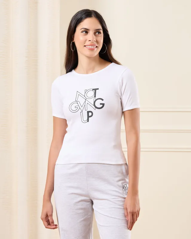 Women White Printed T-Shirt sold by Redtag