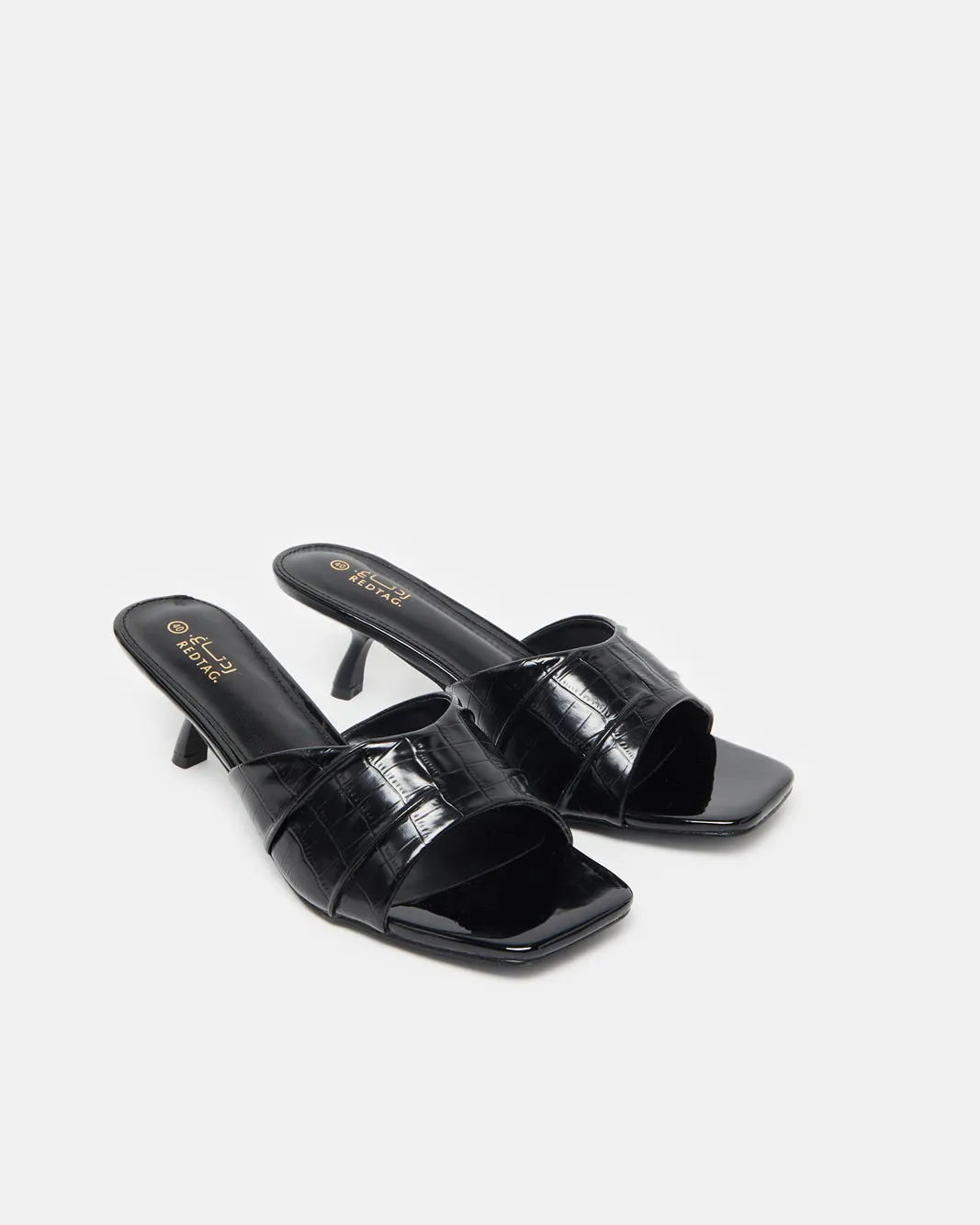 Women Black Croc Textured Mule sold by Redtag product image thumbnail 2