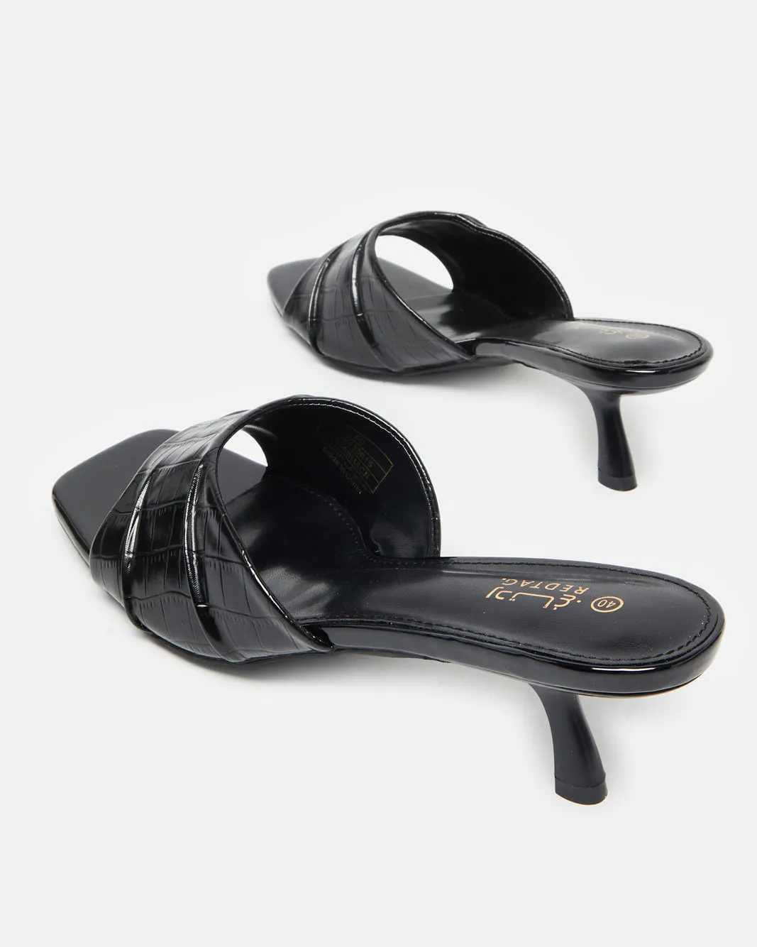 Women Black Croc Textured Mule sold by Redtag product image thumbnail 4