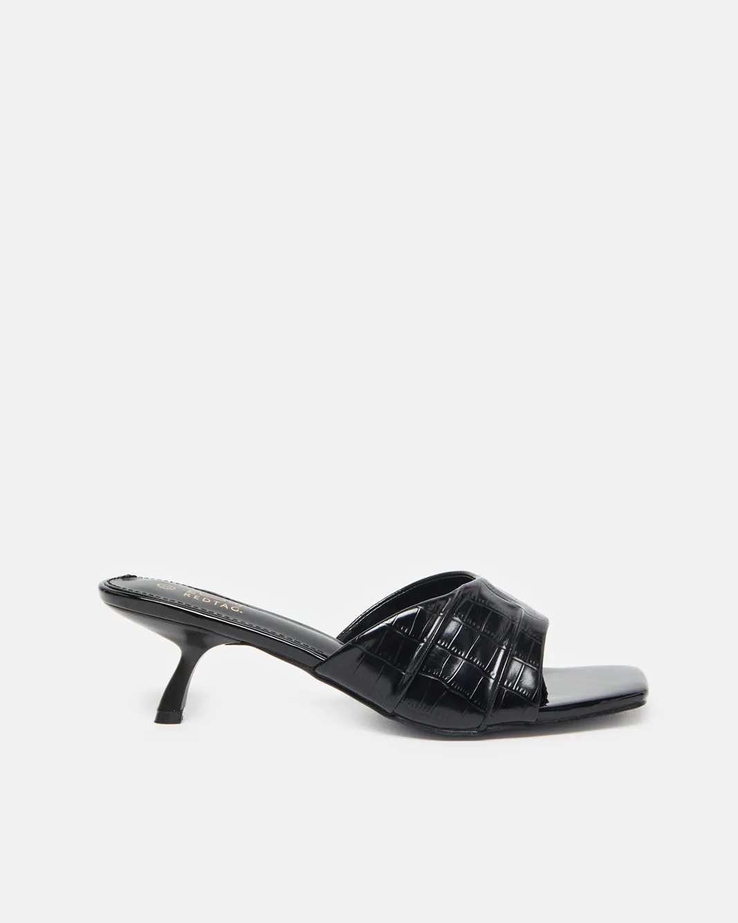 Women Black Croc Textured Mule sold by Redtag