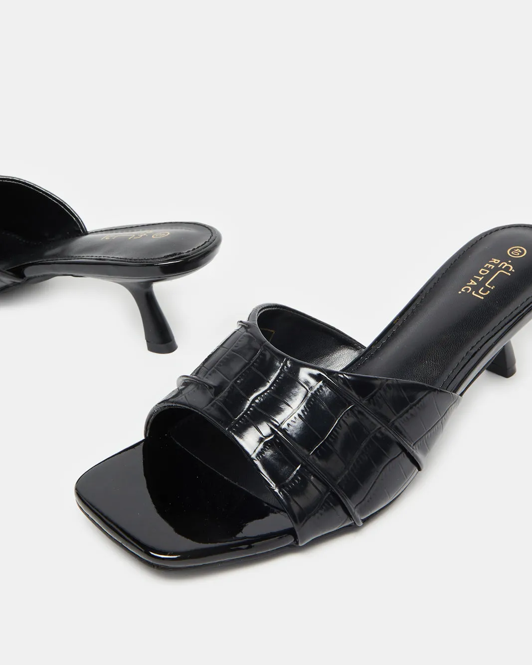 Women Black Croc Textured Mule sold by Redtag product image thumbnail 3