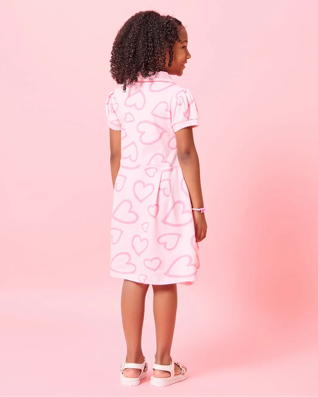 Girls Pink Heart Print Collared Dress sold by Redtag product image thumbnail 3