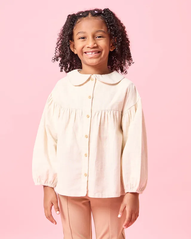 Girls White Embroidered Peter pan Collar Blouse sold by Redtag