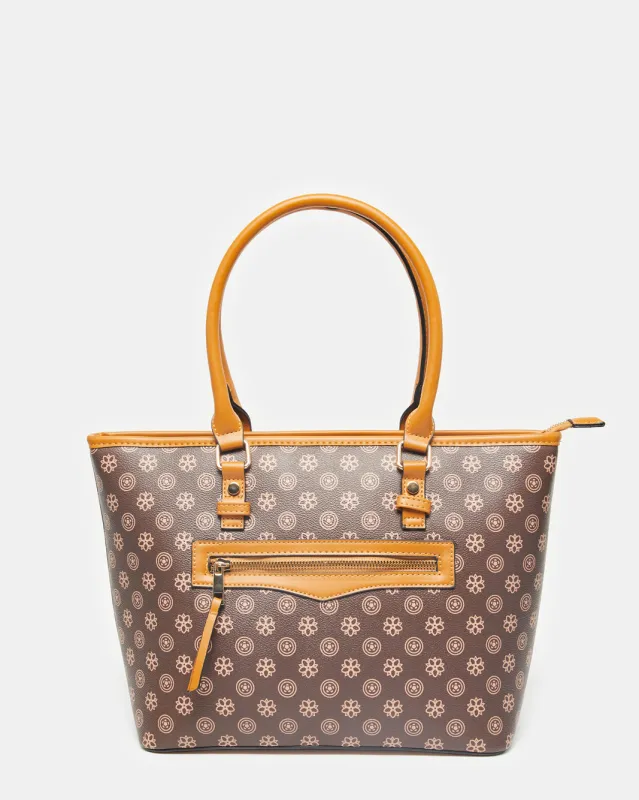 Women Tan Printed Tote Bag sold by Redtag