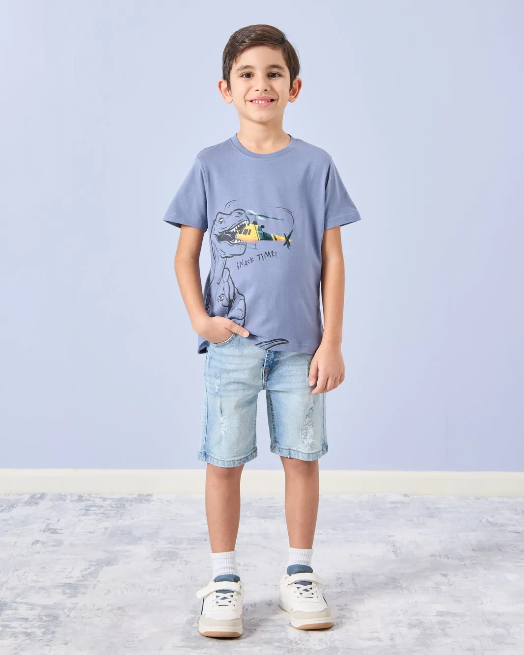 Boys Blue Dino Snack Time Print T-Shirt sold by Redtag product image thumbnail 2