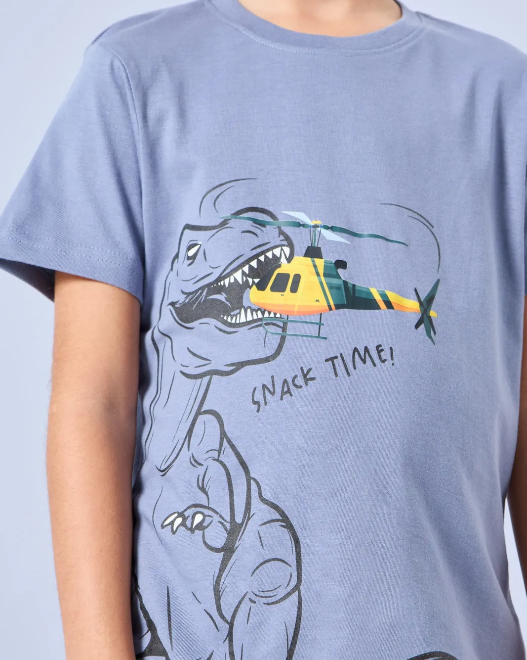 Boys Blue Dino Snack Time Print T-Shirt sold by Redtag product image thumbnail 4