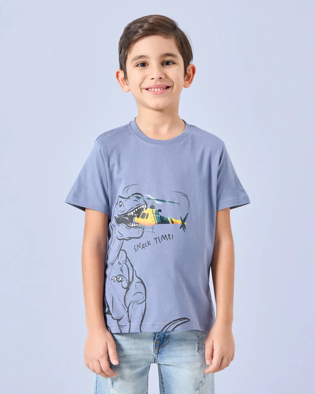 Boys Blue Dino Snack Time Print T-Shirt sold by Redtag