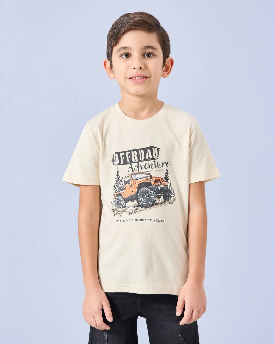 Boys Cream Off Road Printed T-Shirt sold by Redtag