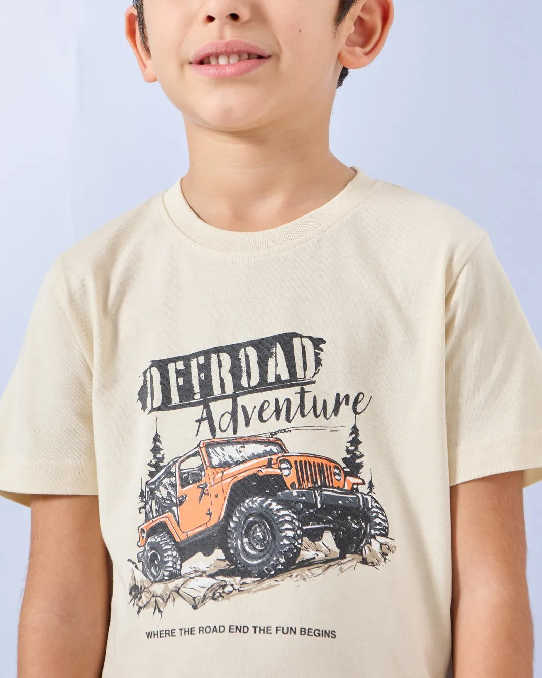Boys Cream Off Road Printed T-Shirt sold by Redtag product image thumbnail 4