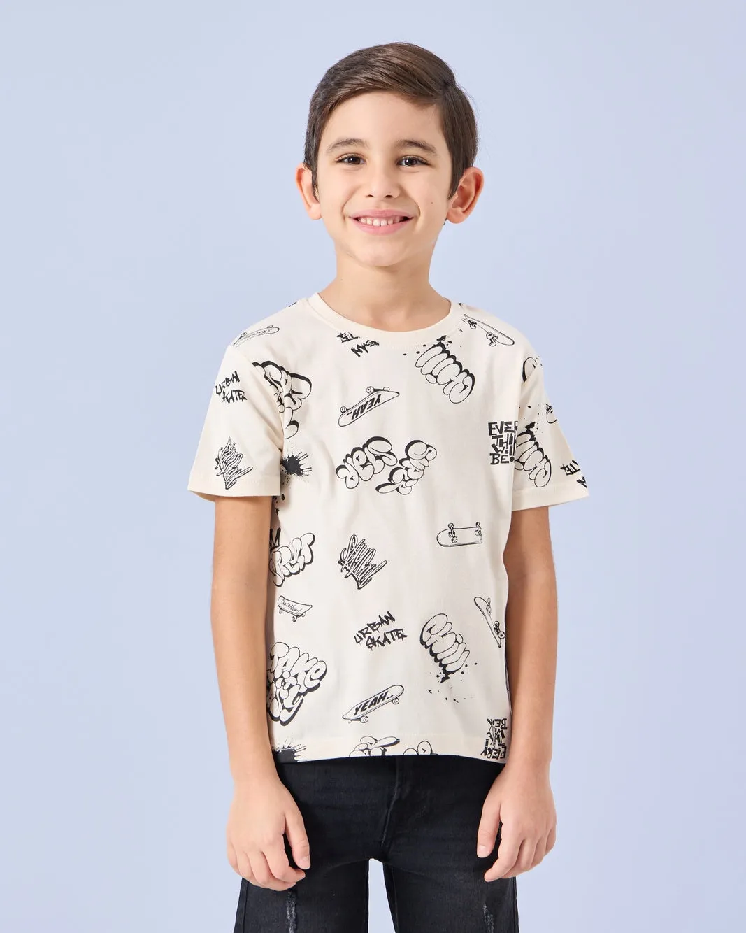 Boys Beige Printed T-Shirt sold by Redtag