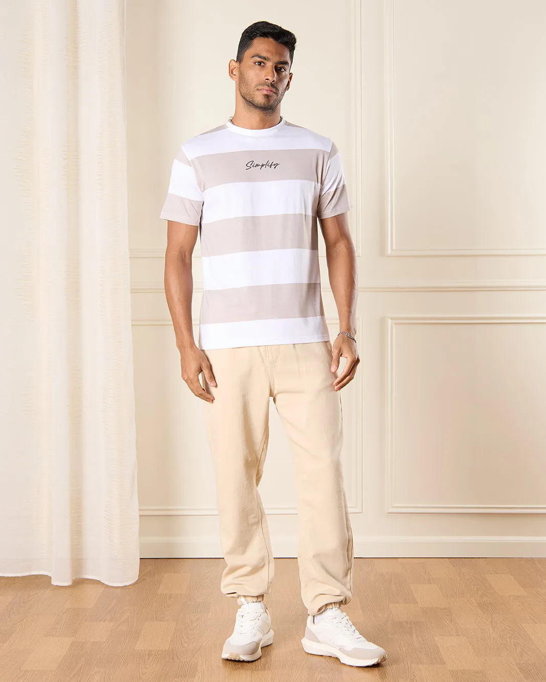 Men White Striped T-Shirt sold by Redtag product image thumbnail 2