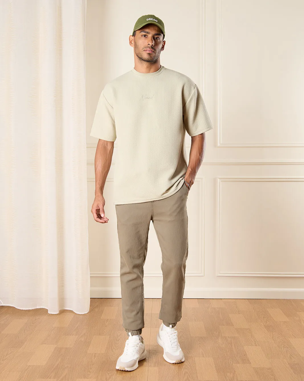 Men Beige Jacquard T-Shirt sold by Redtag product image thumbnail 2
