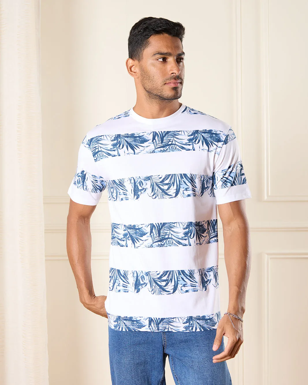 Men Blue Printed T-Shirt sold by Redtag
