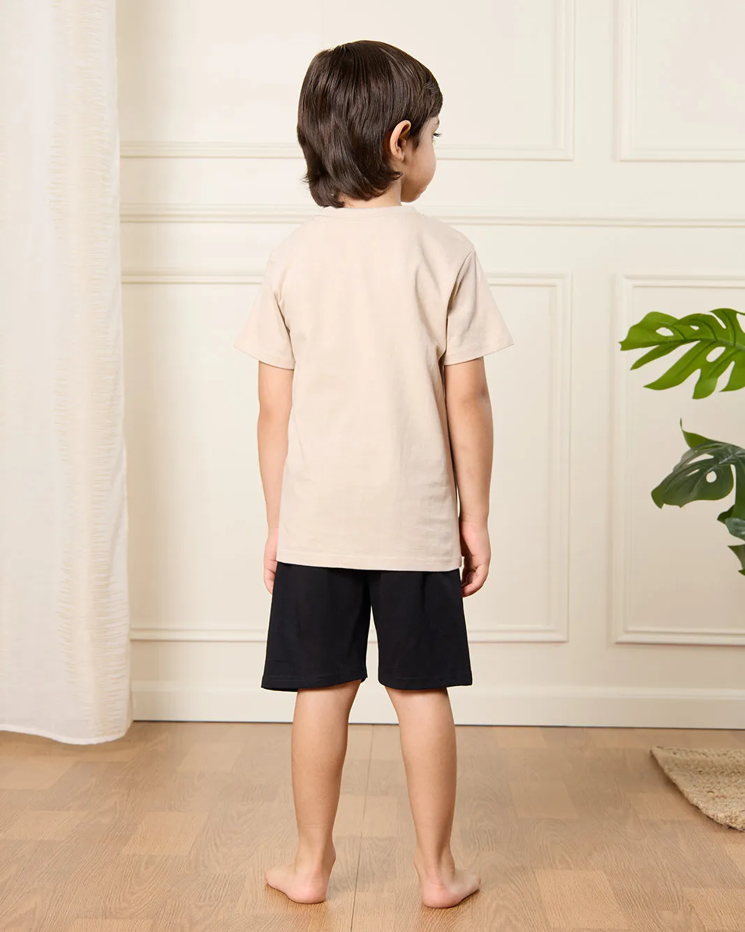 Boys Beige And Black Printed Pyjama Set (2 Piece) sold by Redtag product image thumbnail 4