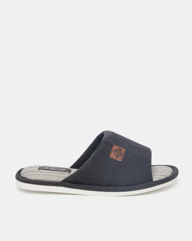 Men Navy Solid Slippers sold by Redtag