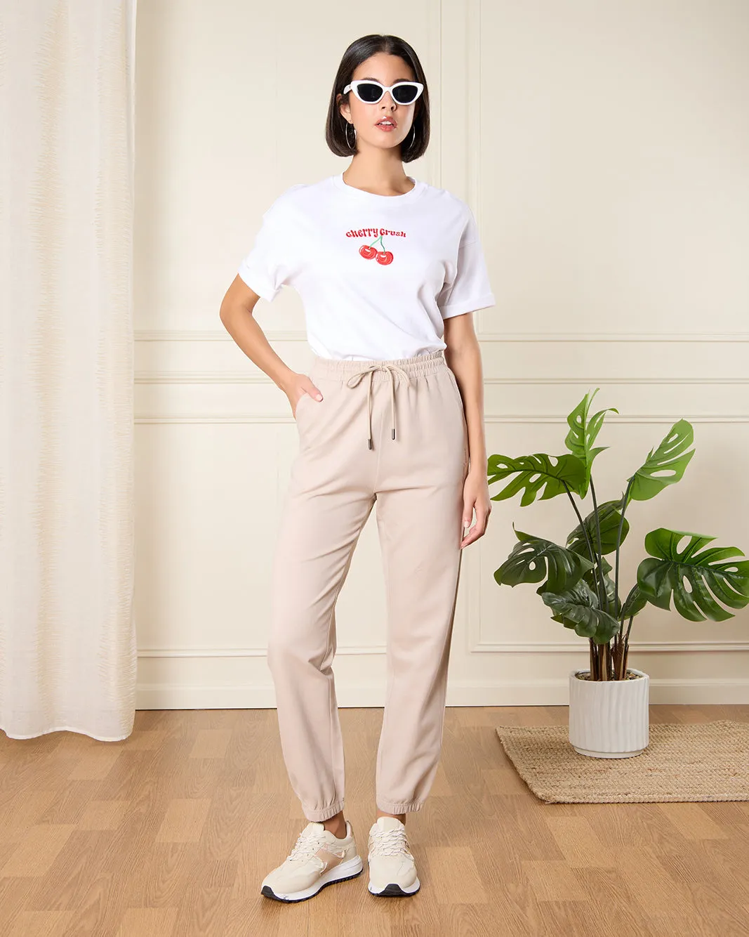 Women Beige Jogger Active Pants sold by Redtag product image thumbnail 2