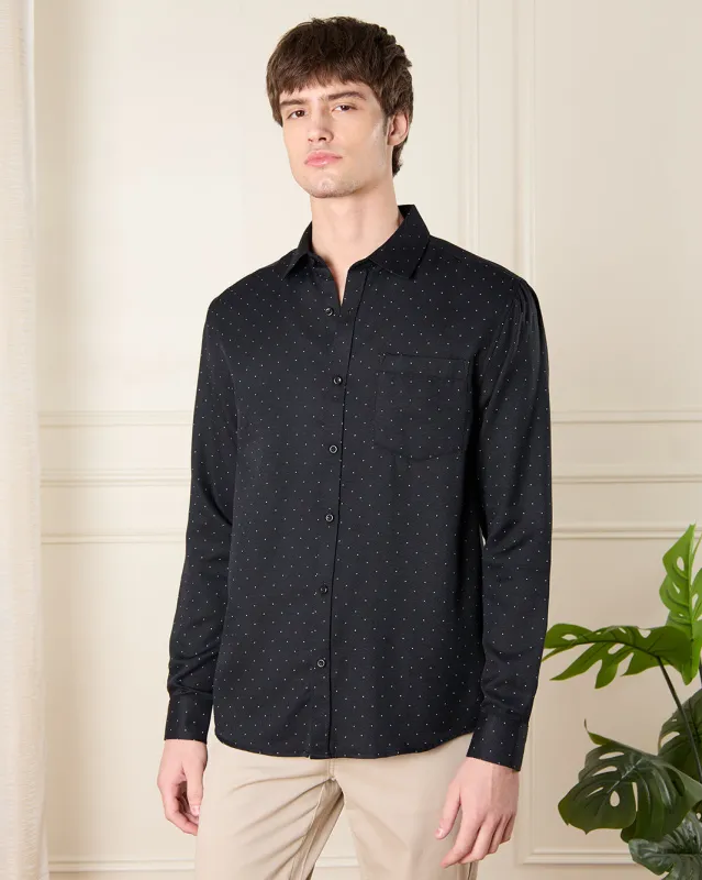 Men Black Printed Shirt sold by Redtag