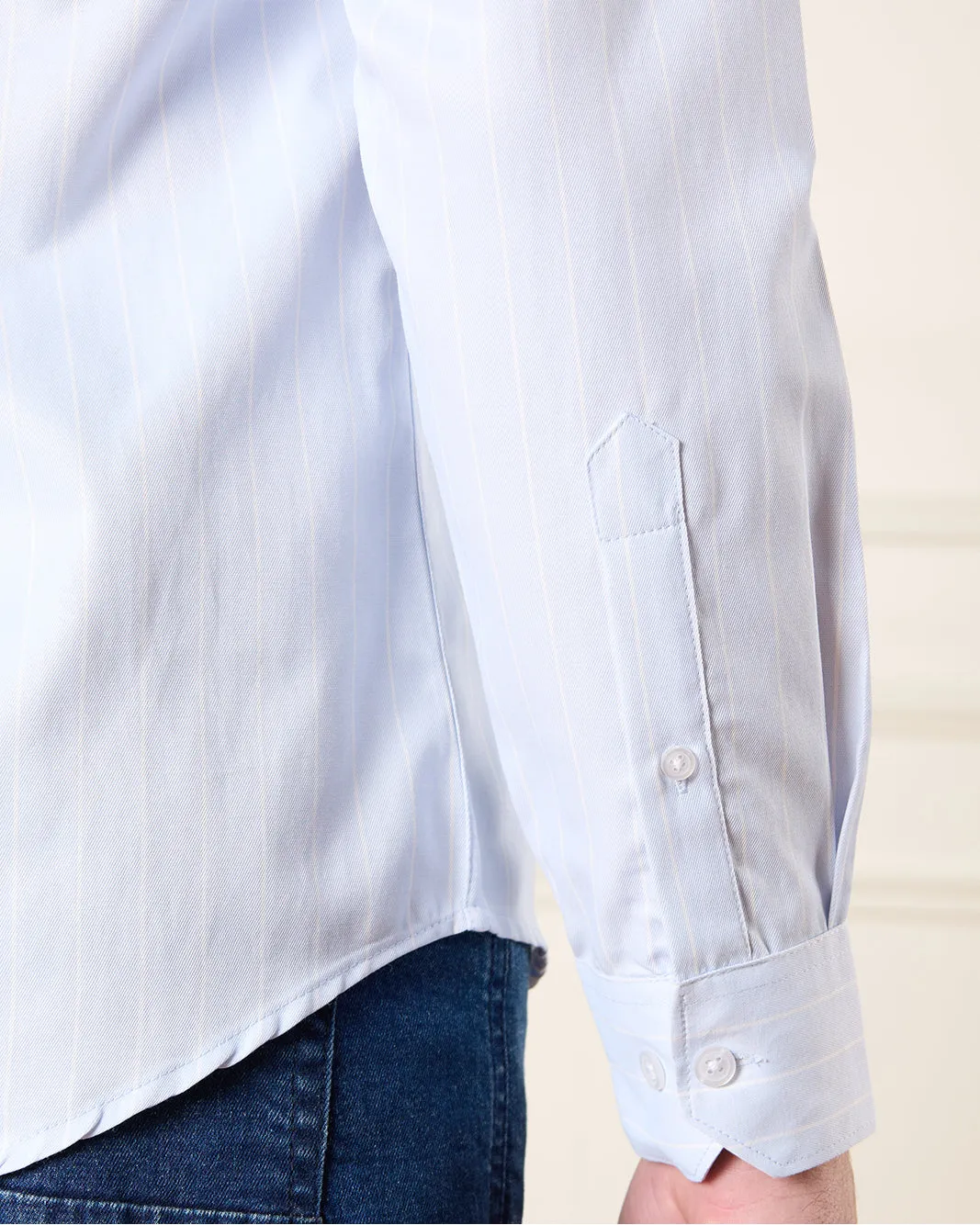 Men Blue Striped Collared Shirt sold by Redtag product image thumbnail 5
