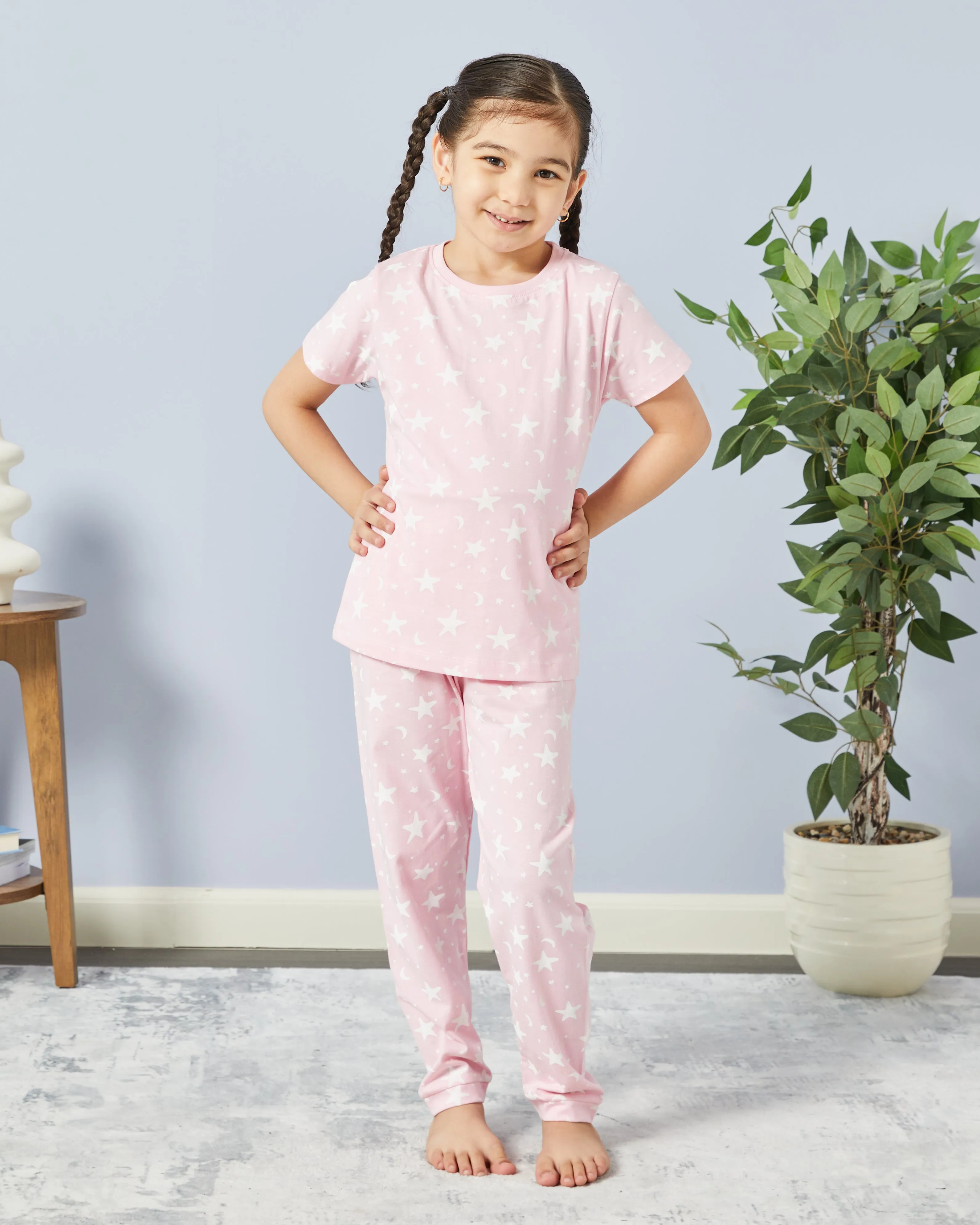 Girls Pink Star Print Pyjama Set (2 Piece) sold by Redtag