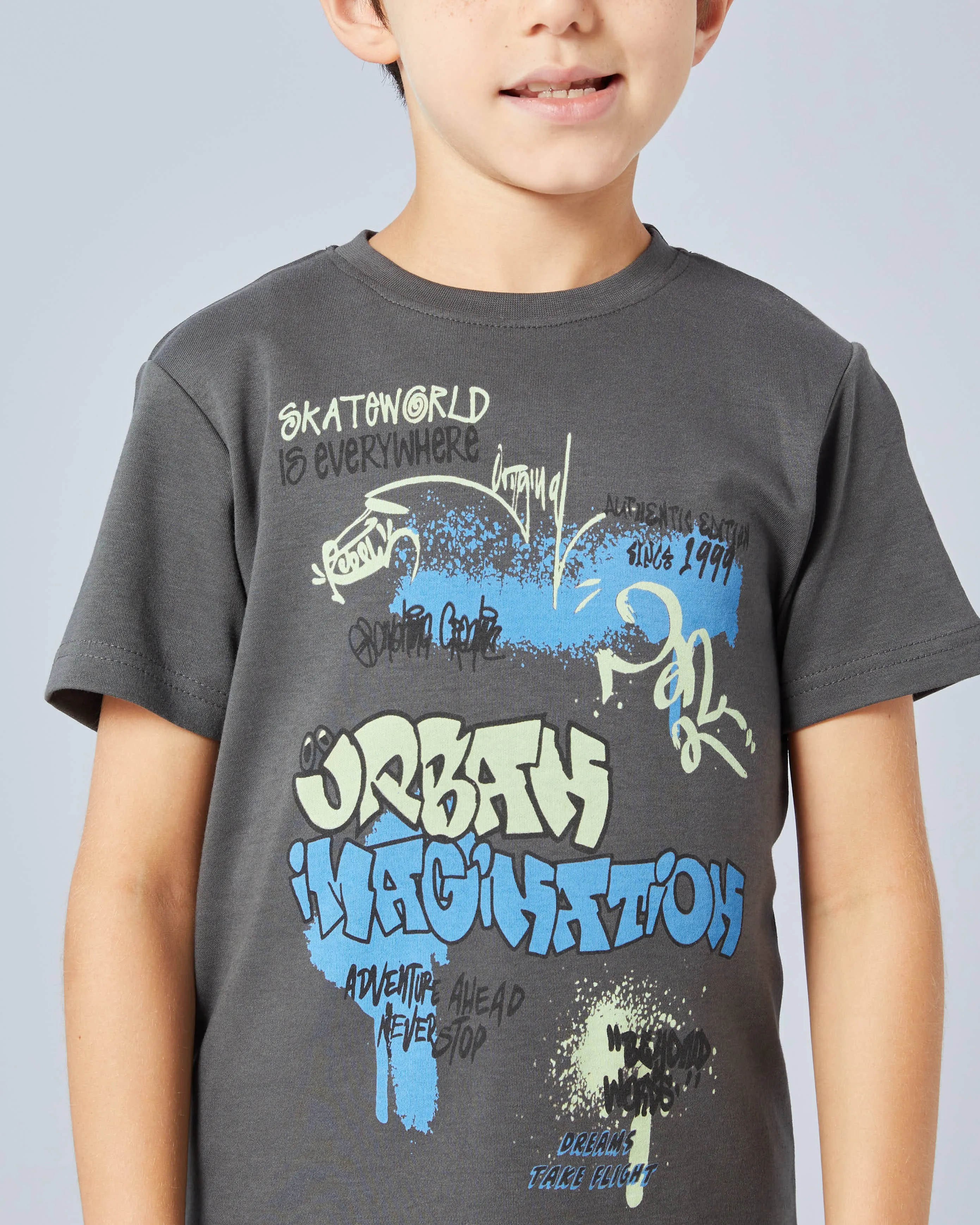 Boys Charcoal Urban Imagination Print T-Shirt sold by Redtag product image thumbnail 4