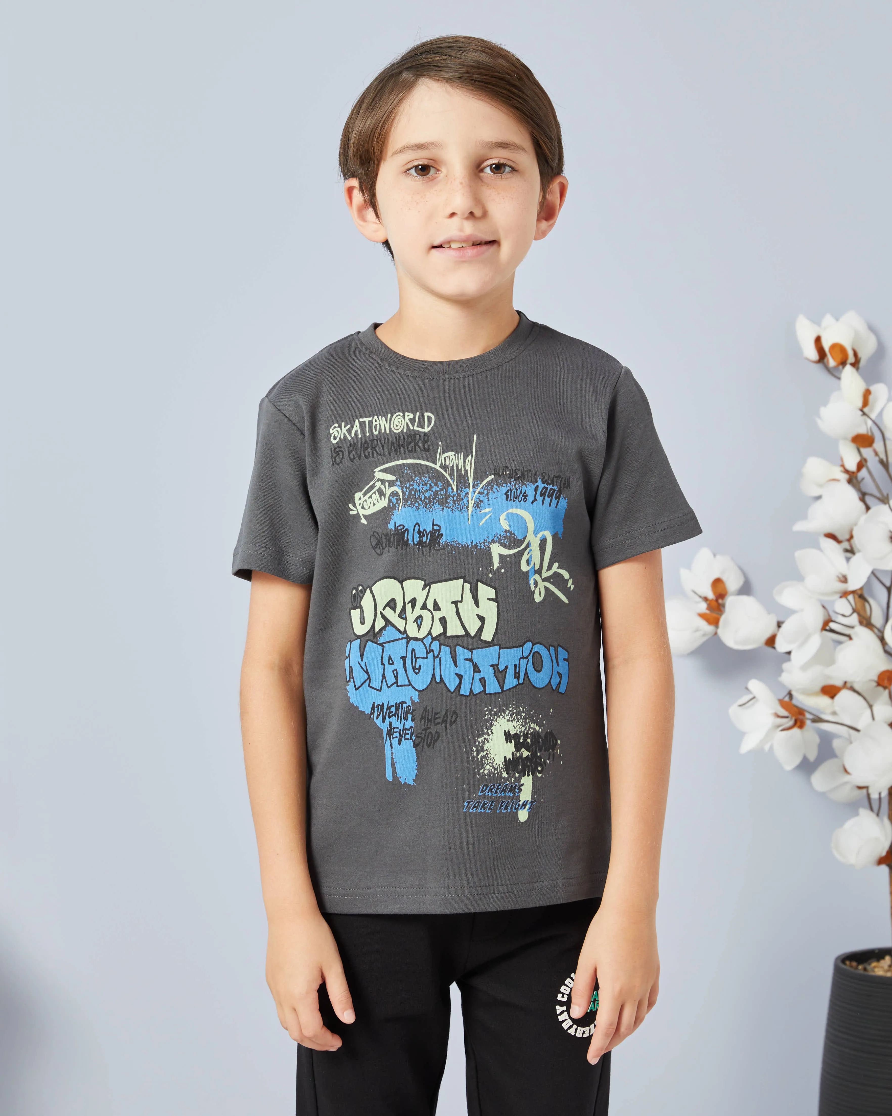 Boys Charcoal Urban Imagination Print T-Shirt sold by Redtag