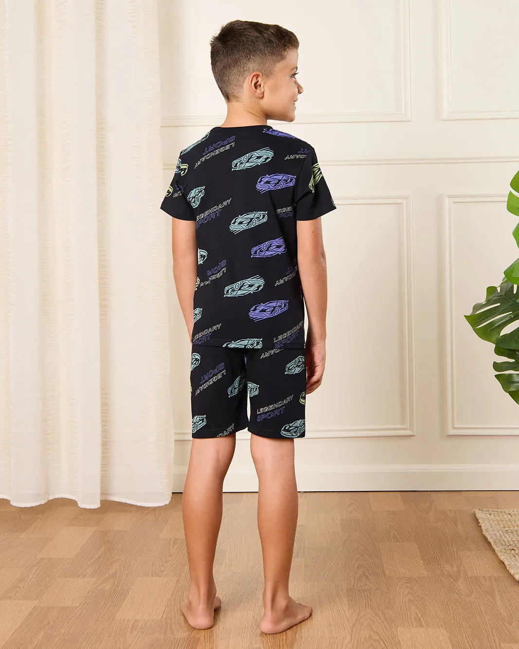 Boys Black Cars Printed Pyjama Set (2 Piece) sold by Redtag product image thumbnail 4