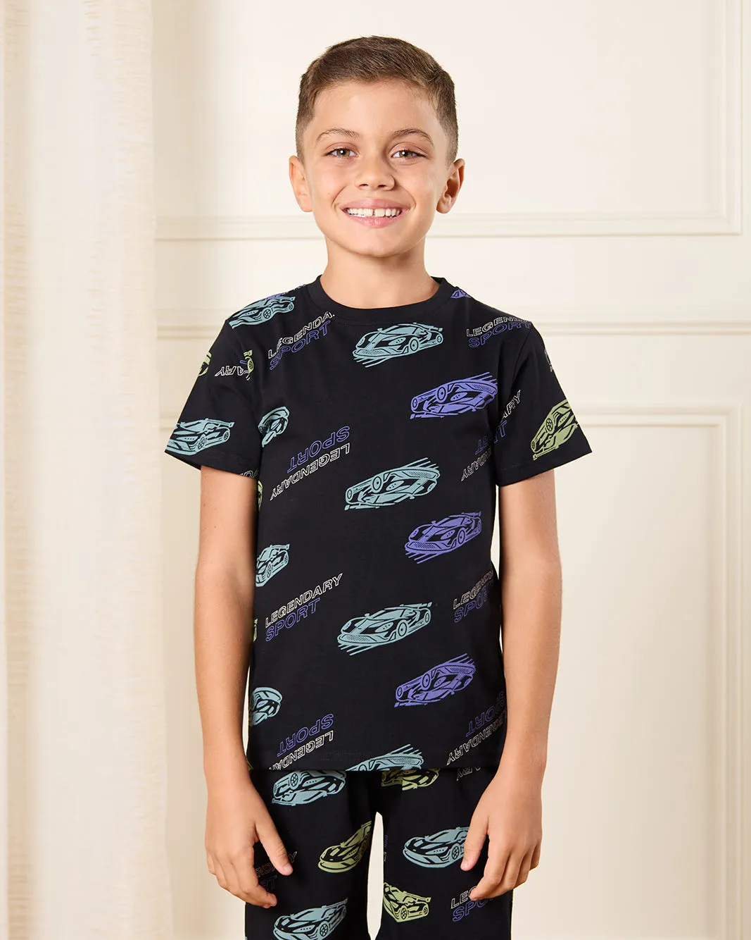 Boys Black Cars Printed Pyjama Set (2 Piece) sold by Redtag product image thumbnail 2