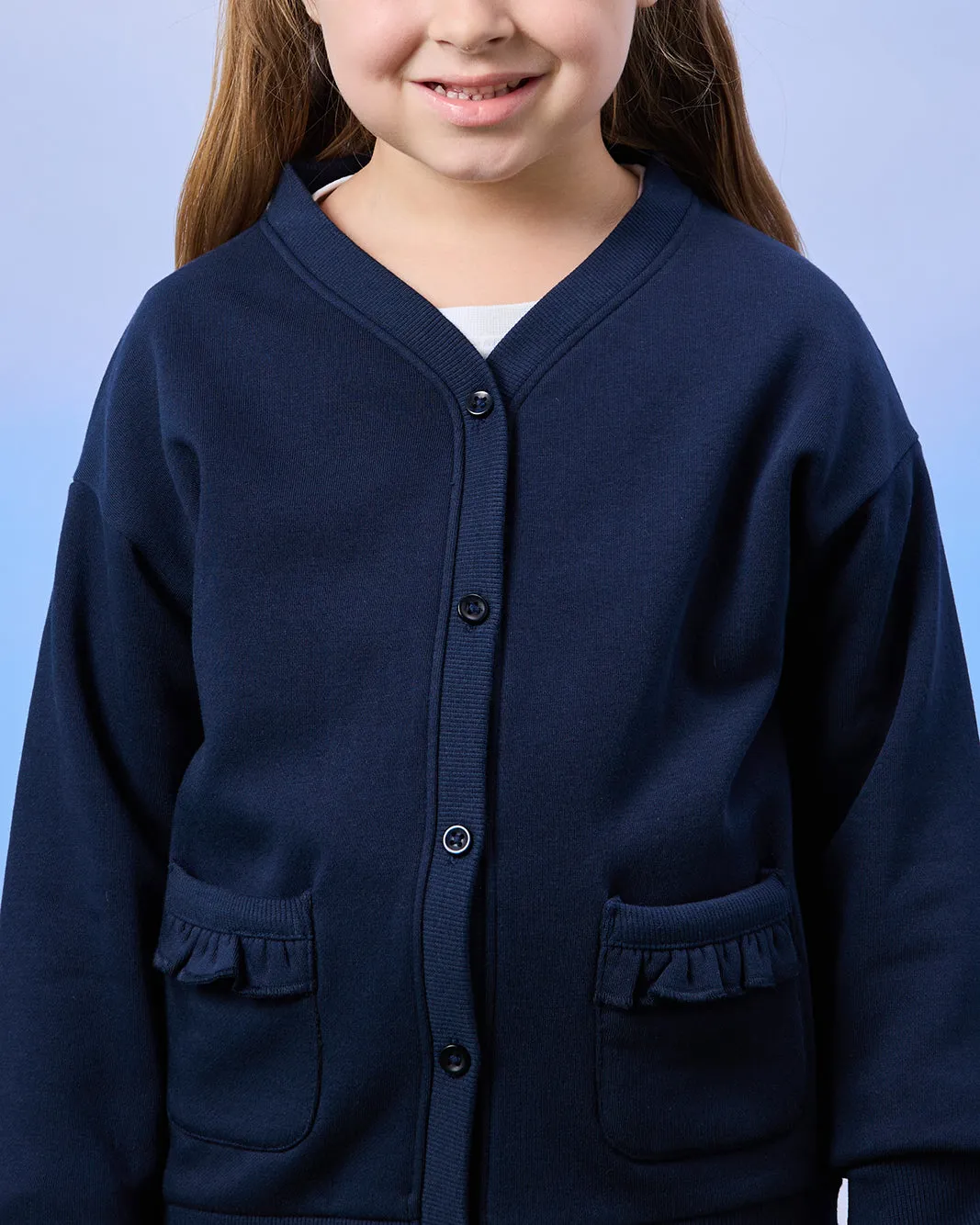 Girls Navy Button Front Cardigan sold by Redtag product image thumbnail 4