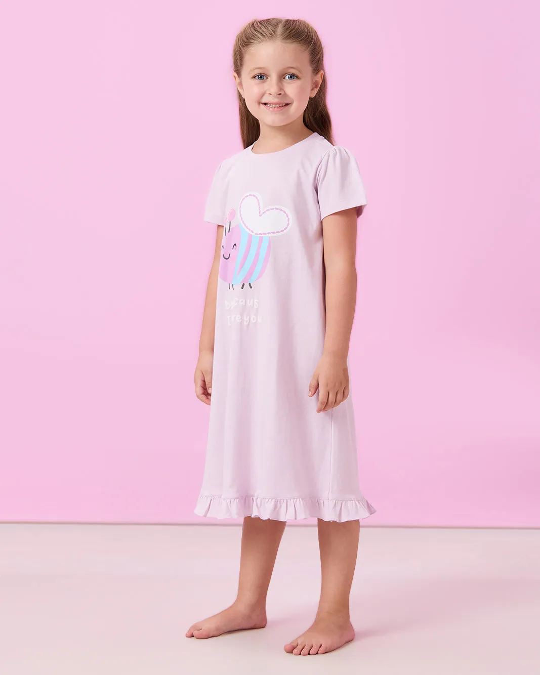 Girls Pink Peach Bee Placement Print Nightshirt sold by Redtag product image thumbnail 4