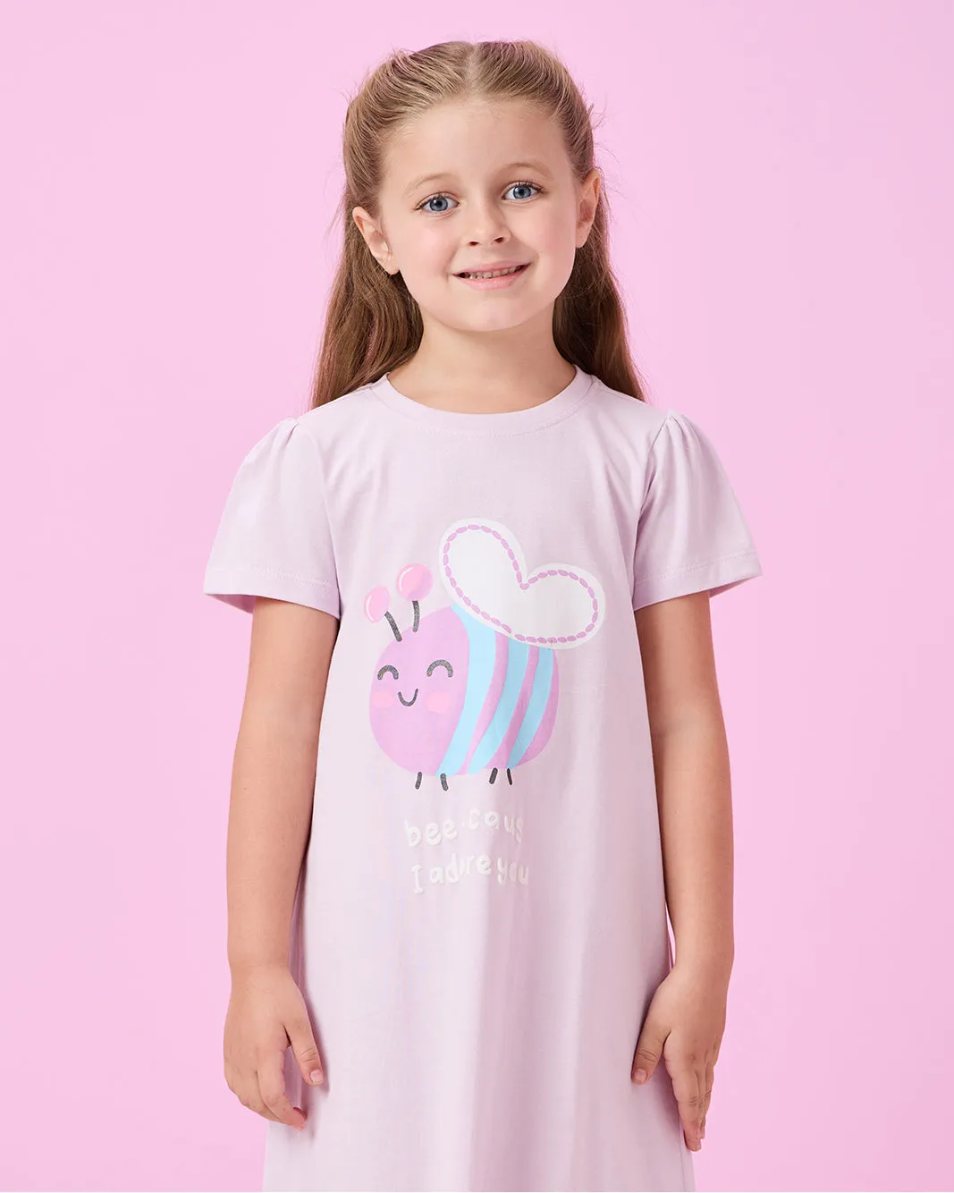 Girls Pink Peach Bee Placement Print Nightshirt sold by Redtag product image thumbnail 2