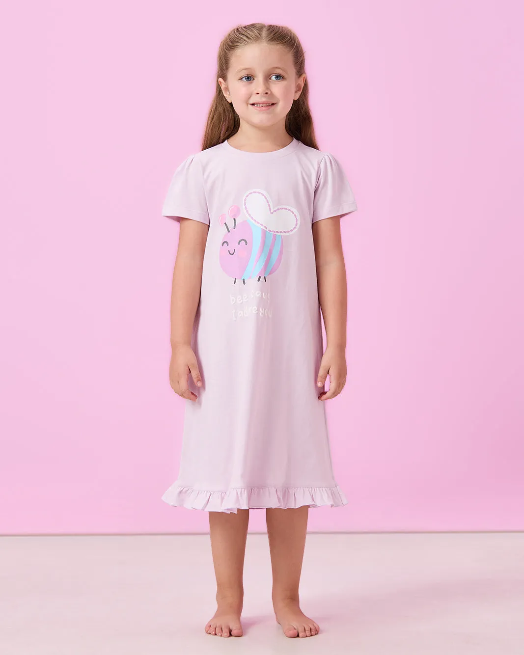 Girls Pink Peach Bee Placement Print Nightshirt sold by Redtag
