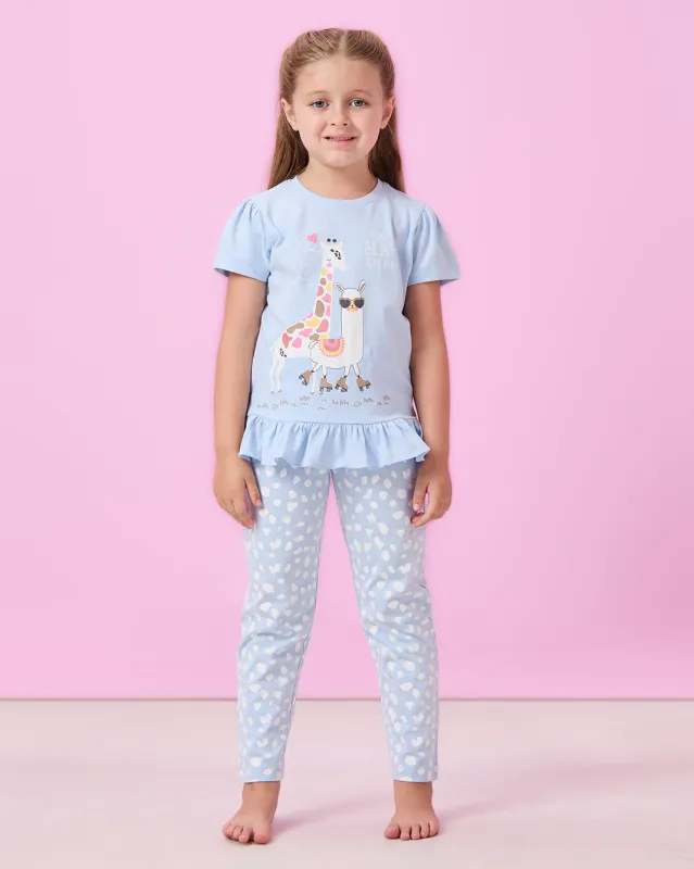 Girls Blue Printed Pyjama Set (2 Piece) sold by Redtag