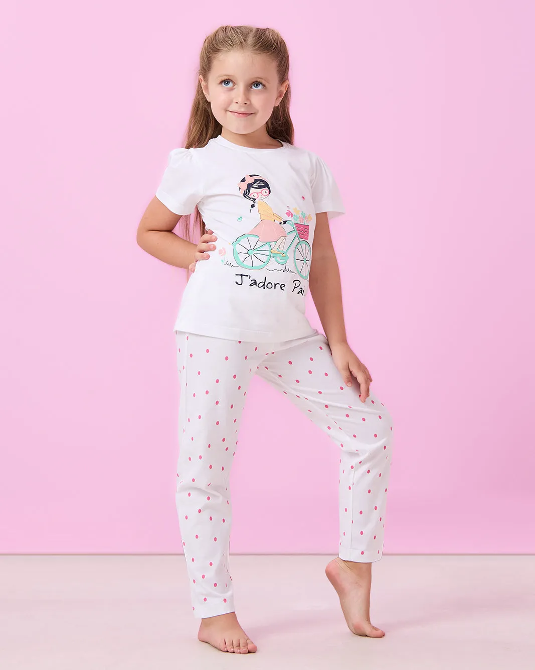 Girls White Printed Pyjama Set (2 Piece) sold by Redtag