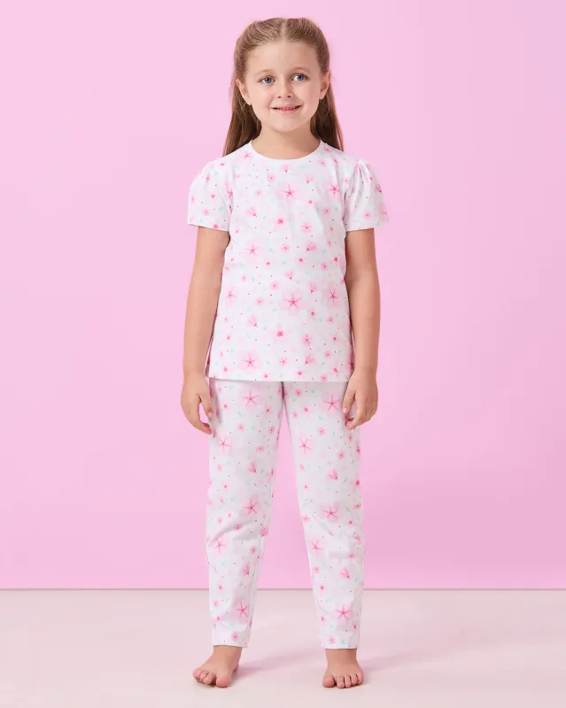 Girls White Floral Print Pyjama Set (2 Piece) sold by Redtag