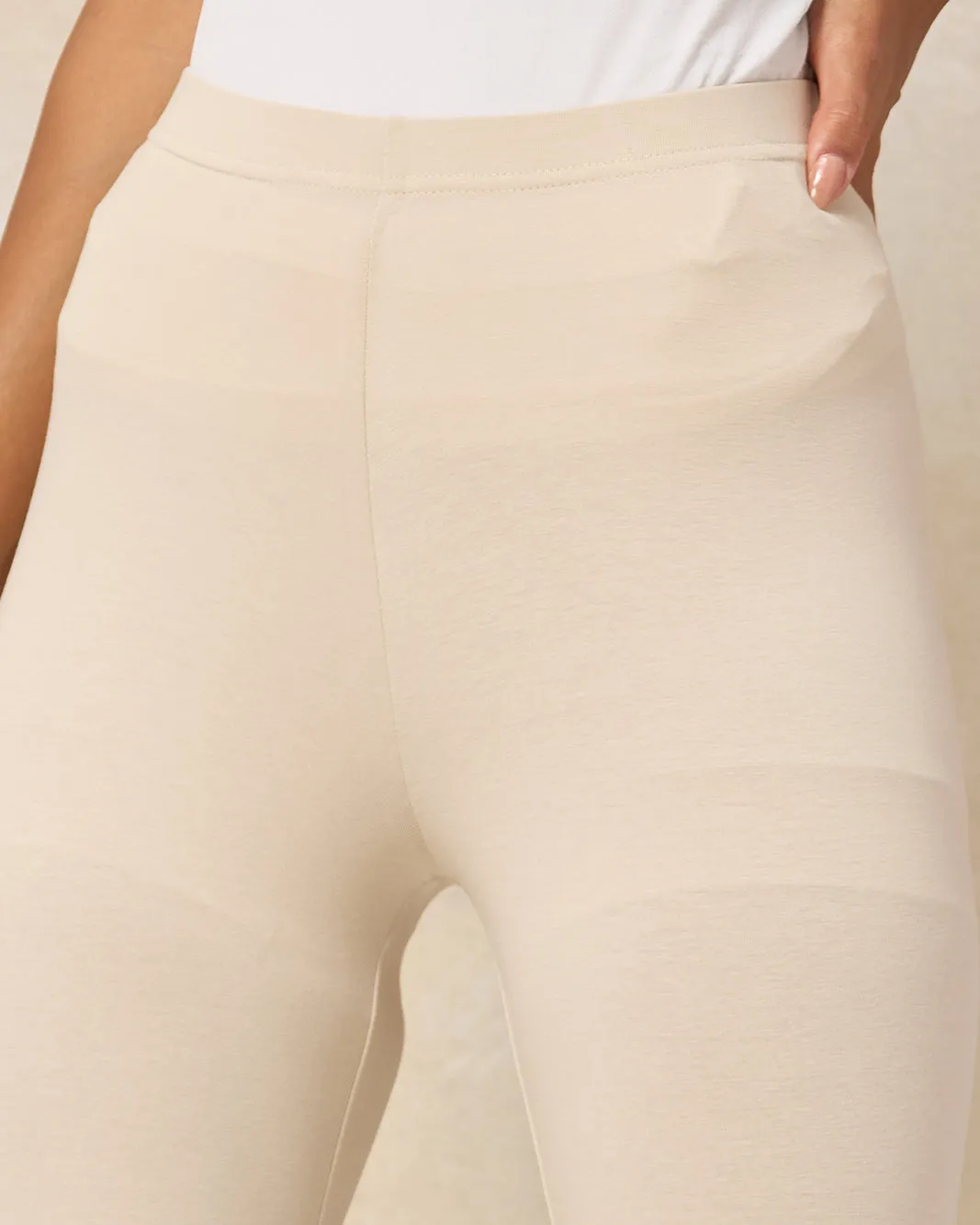 Women Beige Cropped Legging sold by Redtag product image thumbnail 4