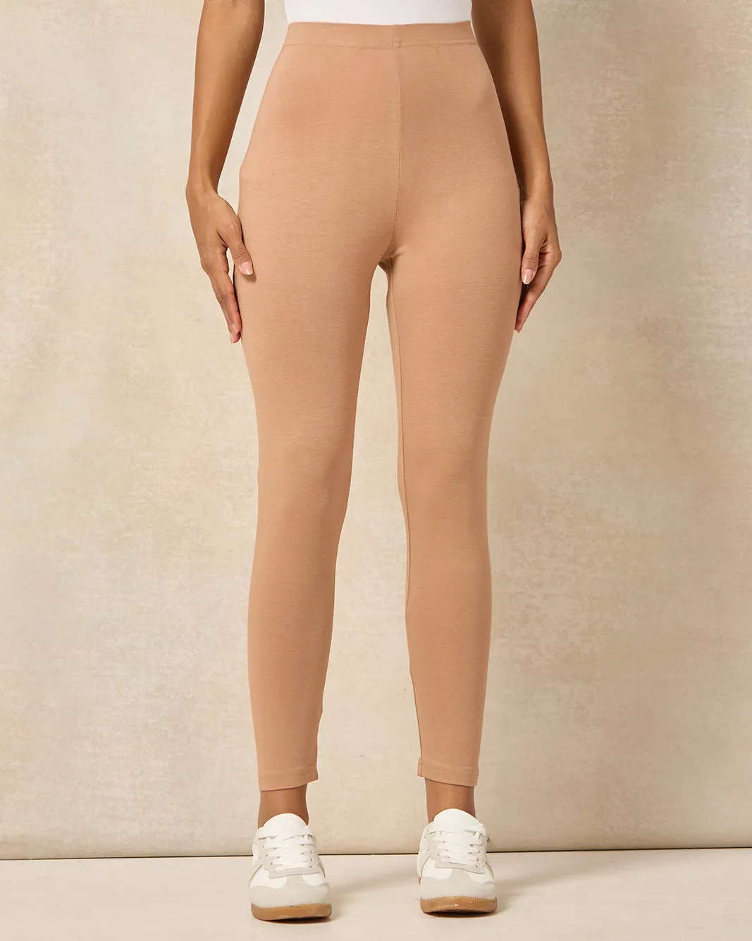 Women Brown Cropped Legging sold by Redtag