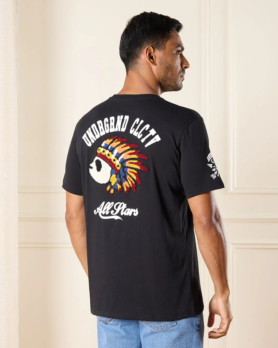 Men Black Cherokee Print T-Shirt sold by Redtag product image thumbnail 3