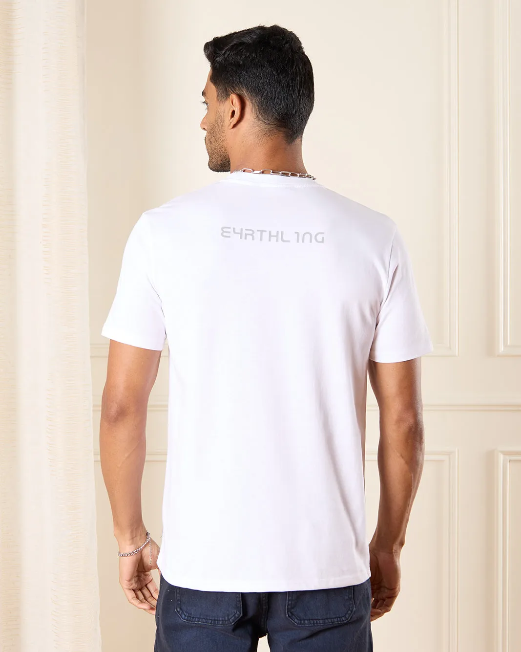 Men White T-Shirt With Foil Print sold by Redtag product image thumbnail 3