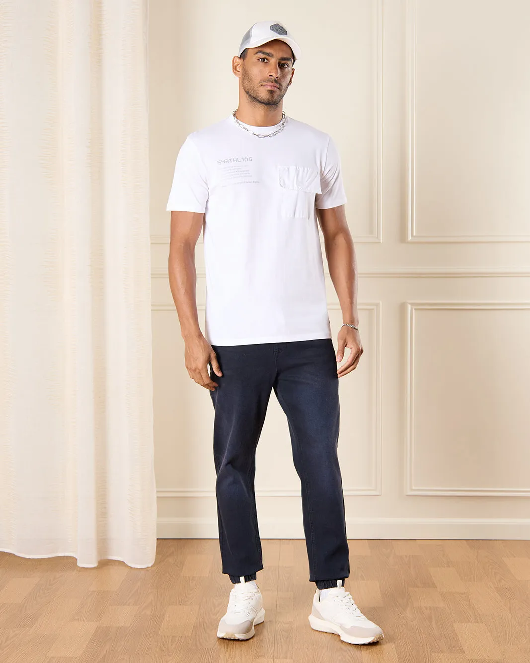 Men White T-Shirt With Foil Print sold by Redtag product image thumbnail 2