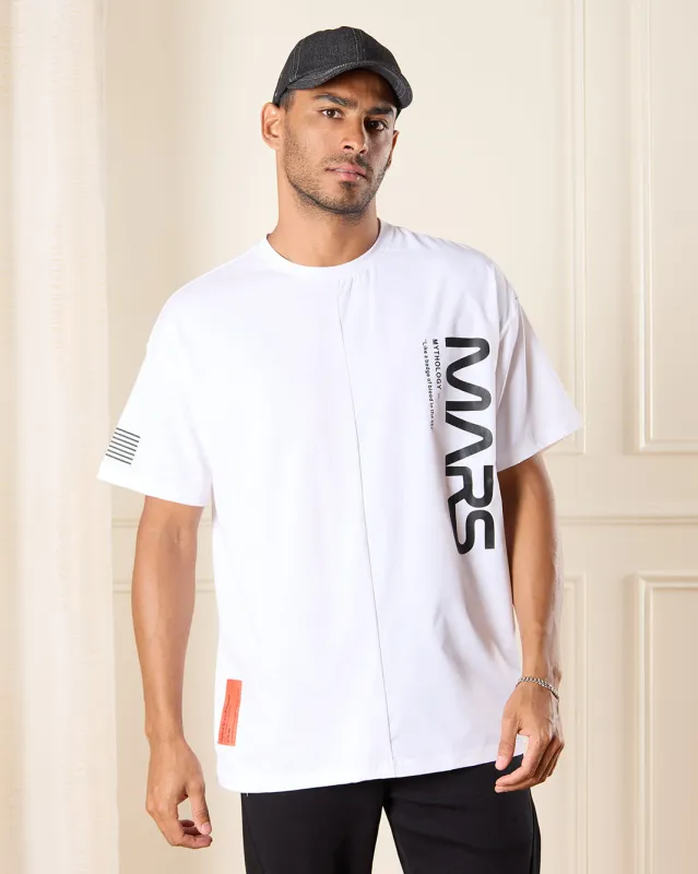 Men White Mars Print T-Shirt sold by Redtag