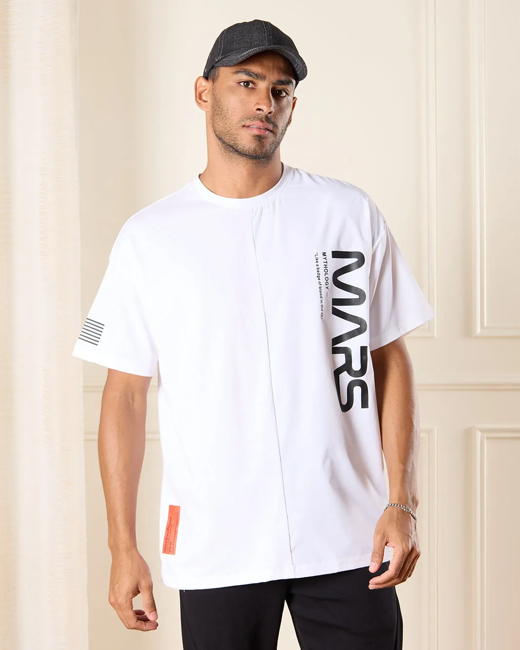 Men White Mars Print T-Shirt sold by Redtag