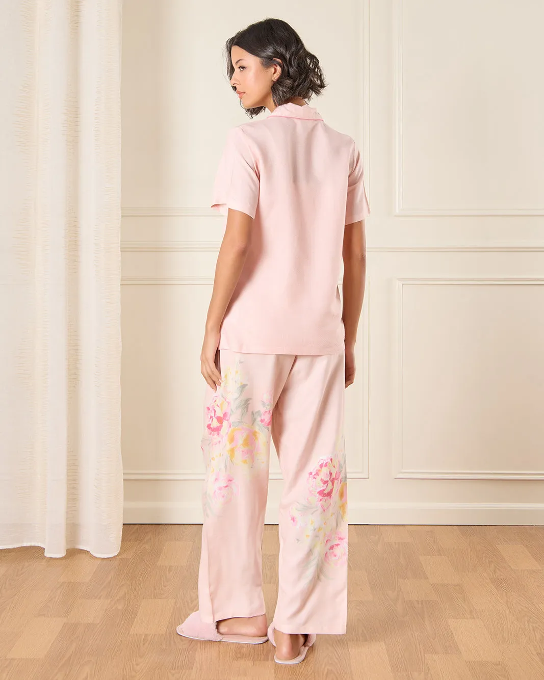 Women Pink Floral Print Pyjama Set (2 Piece) sold by Redtag product image thumbnail 4
