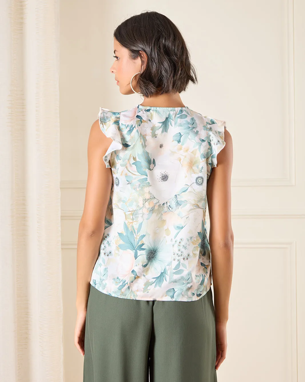Women White Printed Pleat Detailed Blouse sold by Redtag product image thumbnail 3