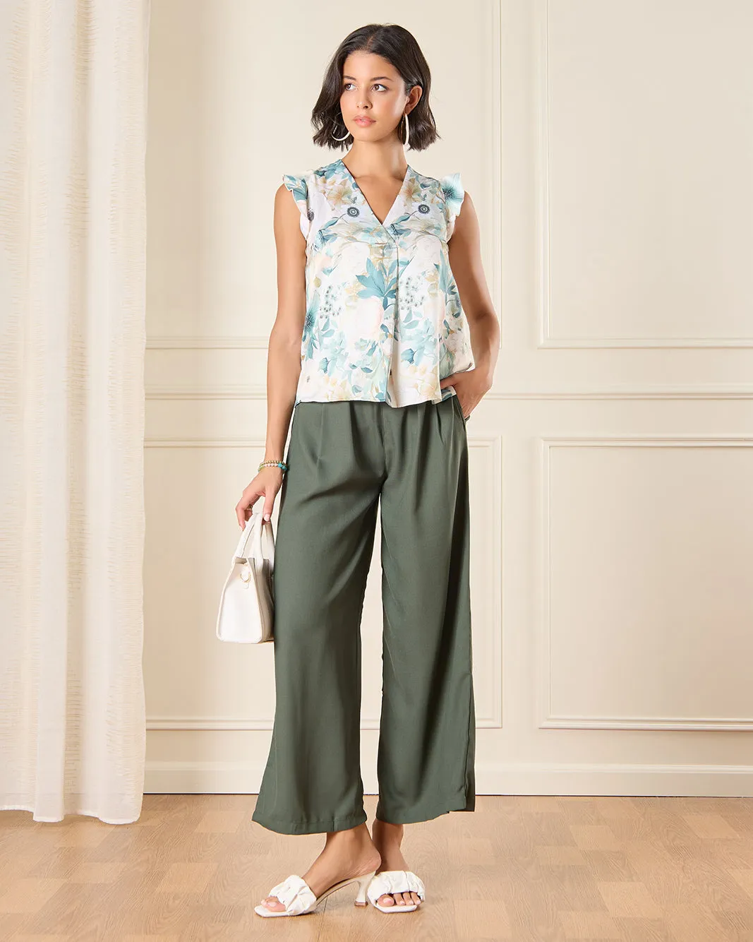 Women White Printed Pleat Detailed Blouse sold by Redtag product image thumbnail 2