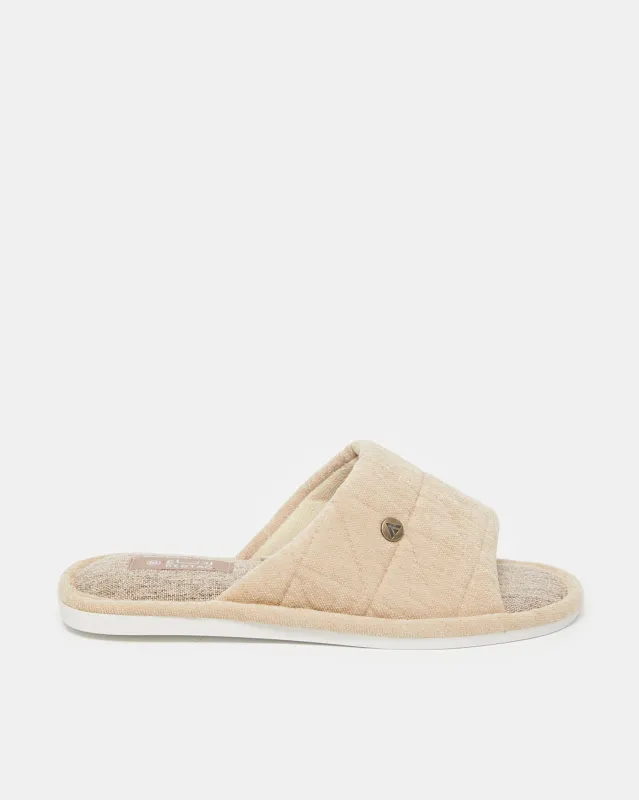 Men Beige Solid Slippers sold by Redtag