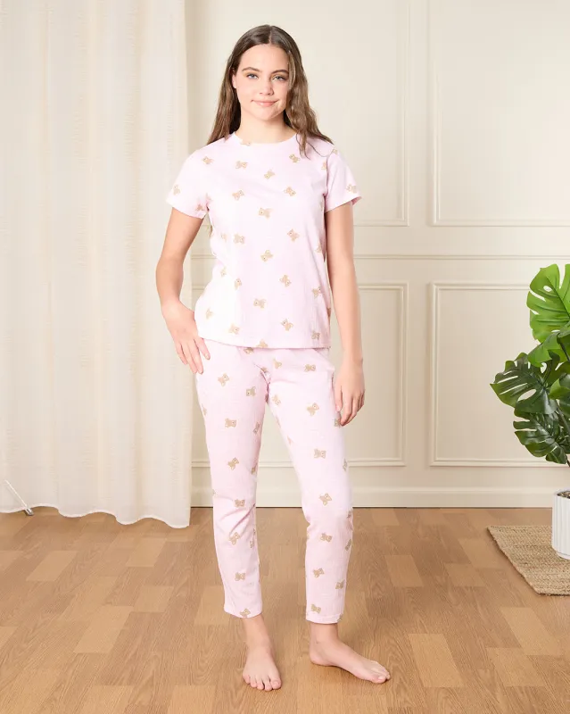 Senior Girls Pink Bear Print Pyjama Set (2 Piece) sold by Redtag